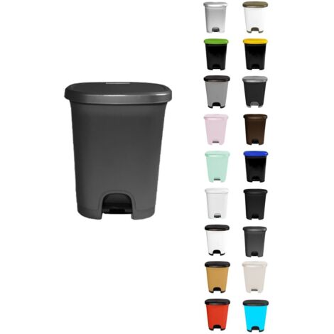 JARDIN202 - Cubo basura plástico moderno  Apertura con pedal  Cubo reciclar  27 litros (Gris Oscuro - Gris Oscuro)