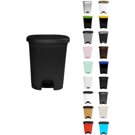 JARDIN202 - Cubo basura plástico moderno  Apertura con pedal  Cubo reciclar  27 litros (Negro - Negro)