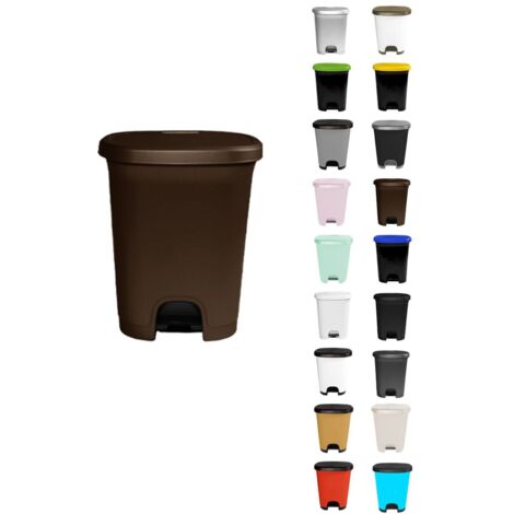 JARDIN202 - Cubo basura plástico moderno  Apertura con pedal  Cubo reciclar  27 litros (Marrón - Marrón)