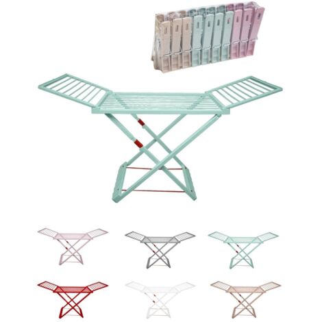 JARDIN202 - Tendedero Plegable de Resina Incluye 20 Pinzas – Tendal Abatible Balcón para Interior y Exterior Plegable (Verde)