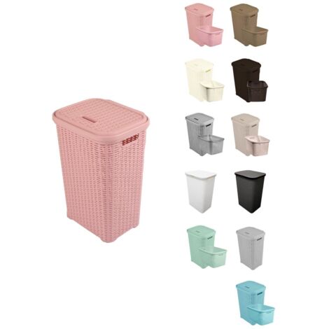 JARDIN202 - Pongotodo Diseño Rattan para Colada - Cesto Para la Ropa Sucia 60 litros (Rosa)