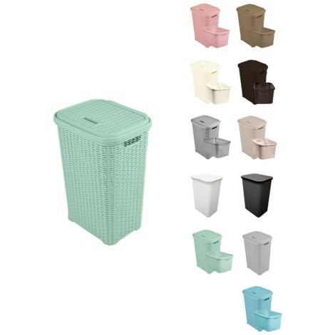 JARDIN202 - Pongotodo Diseño Rattan para Colada - Cesto Para la Ropa Sucia  60 litros (Verde agua)