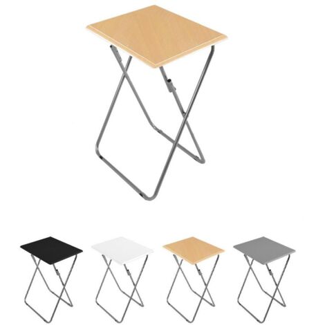 JARDIN202 - Mesa Plegable Portátil Rectangular – Mesa Auxiliar Abatible 48 x 38 x 66 cm (Madera Natural)