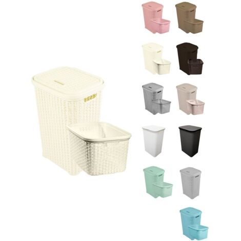 JARDIN202 - Pongotodo Diseño Rattan para Colada - Cesto Para la Ropa Sucia 60 litros (Marfil)