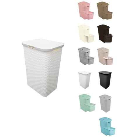 JARDIN202 - Pongotodo Diseño Rattan para Colada - Cesto Para la Ropa Sucia  60 litros (Blanco)
