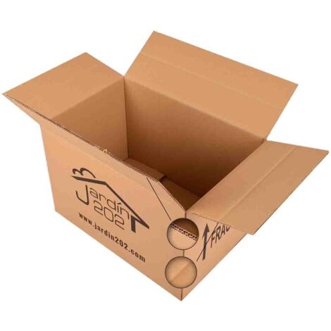 JARDIN202 - Caja de Cartón para mudanza – Cajas de Almacenajes con Solapa Resistente  60x40x40cm (Pack 10 uds)