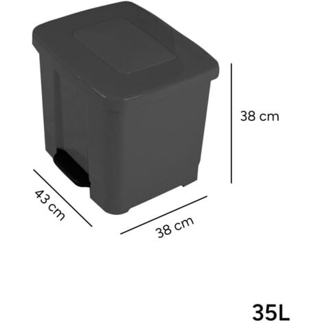 JARDIN202 - Cubo de Basura para el Reciclaje – Basurero con Pedal 35L con 2 Compartimentos  35L (Gris oscuro)