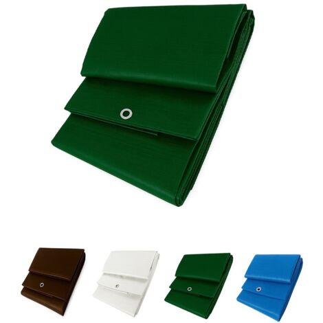 JARDIN202 - Toldo Reforzado Impermeable Lona Multiusos Con Ojales Resistente Interior y Exterior 5X8M. (Verde Oscuro) (1/5)