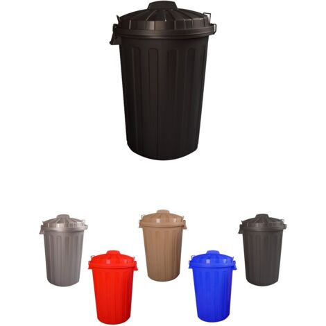 JARDIN202 - Cubo Basura Diseño  Moderno de plástico con Tapadera  Cubo resistente almacenaje y reciclar  100 litros (Negro)