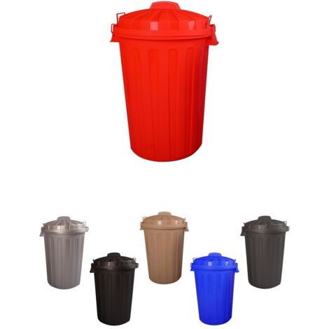 JARDIN202 - Cubo Basura Diseño  Moderno de plástico con Tapadera  Cubo resistente almacenaje y reciclar  100 litros (Rojo)