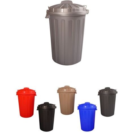 JARDIN202 - Cubo Basura Diseño  Moderno de plástico con Tapadera  Cubo resistente almacenaje y reciclar  100 litros (Plata)