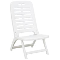 JARDIN202 - Silla Playa de Plático – Silla Plegable con Asas para Jardín, Terraza, Camping o Playa Unidad (Blanco)