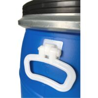 Bidón de plástico con boca ancha de 65 L | hermetico cierre ballesta| Alimentario | Con Asas | Azul