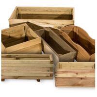 JARDIN202 - Jardineras de Madera Maciza de Pino Maceteros de madera tratada para Jardín y Terraza (Balconera)