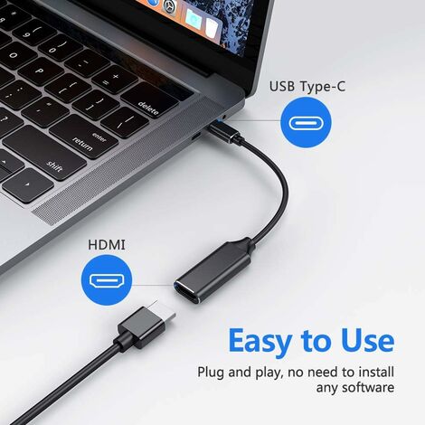 USB C vers HDMI 4K Câble Type C vers HDMI Poids lége（Compatible Thunderbolt 3） Compatible pour Pad Pro 2018/2017/2016 MacBook,Samsung S10,Huawei etc. cabletrans Adaptateur USB C vers HDMI Grey