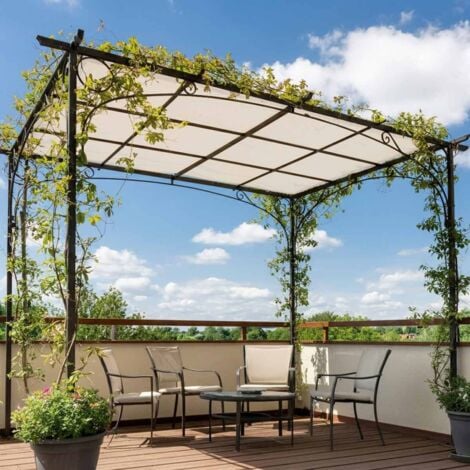 TECPLAST Toile Pergola Blanc Crème 3x3 m LP506PR - Garantie 5 ans - Bâche Pergola ou Tonnelle étanche en PVC pour terrasse