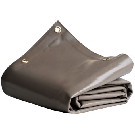 TECPLAST Bâche Brise vue Taupe 4x4 m LP640BV - Garantie 8 ans - Brise vent occultant en PVC - Pare vue jardin (1/5)