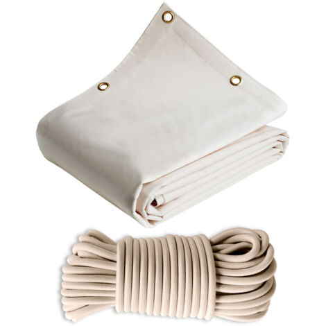 TECPLAST Pack Toile Pergola Blanc Crème 3x4 m + Sandow Ivoire 20m - Bâche Pergola prête à poser LP640PR Garantie 8 ans (1/5)