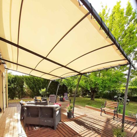 Toile Pergola Ivoire 3,1x4,1 M - Garantie 10 Ans TECPLAST - XP640PR - Bâche Pergola Ou Tonnelle étanche En PVC - Made In France