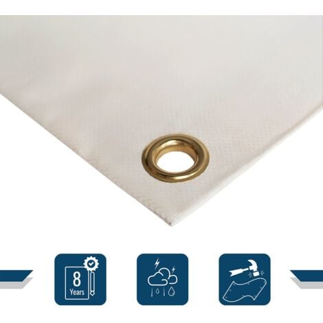 TECPLAST Toile Pergola Blanc Crème 2x3 m LP640PR - Garantie 8 ans - Bâche Pergola ou Tonnelle étanche en PVC pour terrasse