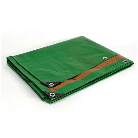 KALEMBAL Bâche Peinture 6x10 m - Très résistante - Etanche - Anti-UV - Verte et marron - Oeillets (1/5)