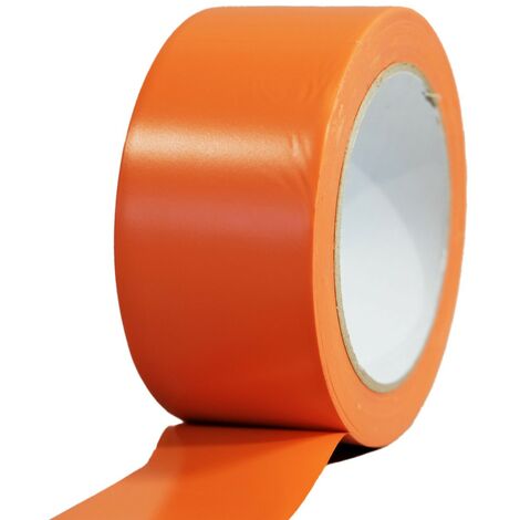 TECPLAST Lot de 6 Rubans adhésifs PVC orange bâtiment 50 mm x 33 m -  Rouleau adhésif de chantier orange