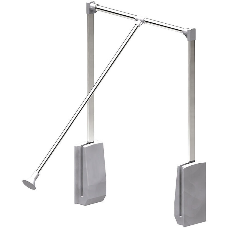 Barre de Penderie Escamotable Penderie Rabattable pour Armoire, Alliage D' aluminium, Tringle Relevable, Largeur Réglable, Charge 15kg, pour Armoire de Vestiaire,Argent,930x1250mm