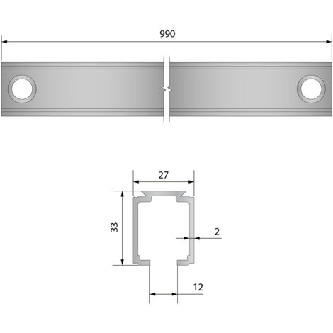 Rail aboutable en aluminium avec module de jonction pour SLID'UP 1000 - 1 m