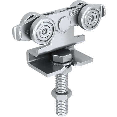 Slid'Up By Mantion – Lot de 2 montures en acier zingué – Galets à roulements à billes – Pour rail SLID'UP 2000 – Charge max 80 kg – Dimensions 100 x 30 x 90 mm