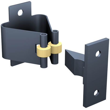Slid'Up By Mantion – Arrêt à pince pour porte coulissante – Pêne nylon noir à visser – Gâche acier cataphorèse – Force de retenue 7 daN – Dimensions 49 x 40 x 73 mm (1/2)