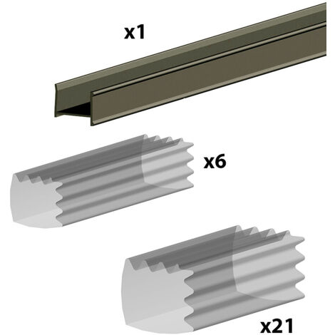 Kit profil en C SLID'UP 280 pour porte 18 mm - L 2000 mm - bronze