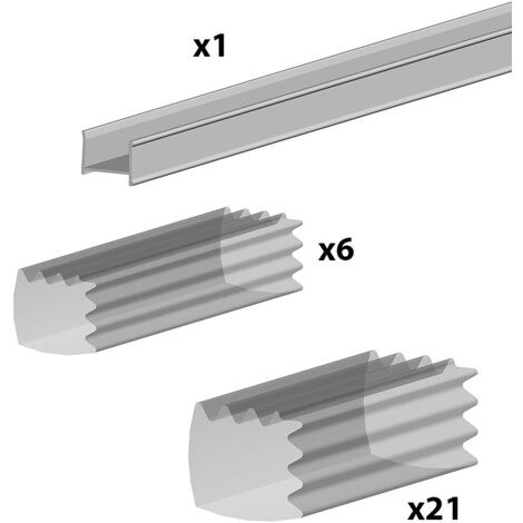 Kit profil en C SLID'UP 280 pour porte 18 mm - L 2000 mm - argent