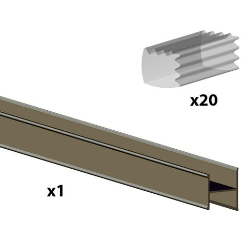 Kit profil en H SLID'UP 280 pour porte 18 mm - L 2000 mm - bronze