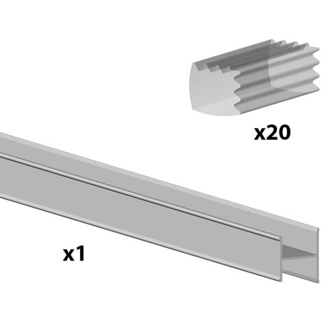 Kit profil en H SLID'UP 280 pour porte 18 mm - L 2000 mm - argent