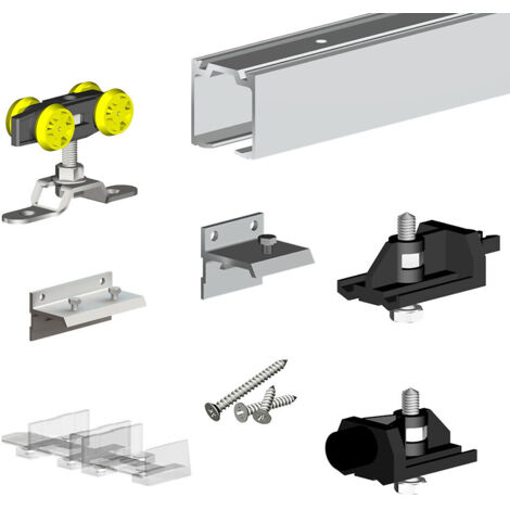 Slid'Up By Mantion – Système coulissant pour 2 portes – 2 rails recoupables 1,94 m – Poids max 60 kg – Épaisseur 16 à 45 mm – Montage plafond ou applique