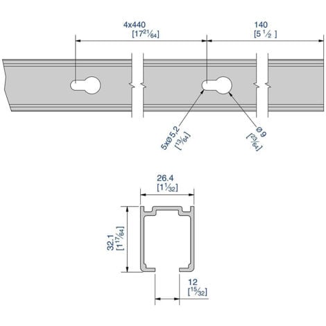 Rail en aluminium pour SLID'UP 1100 - 1,55 m