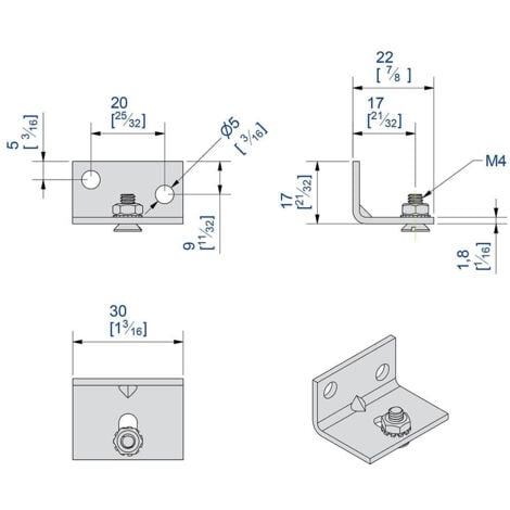 Equerre de fixation murale du rail pour SLID'UP 1100 - 1200 - porte 40 kg