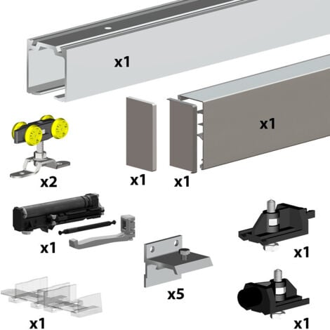 Kit porte coulissante décor gris blanchi avec butée - Mr.Bricolage