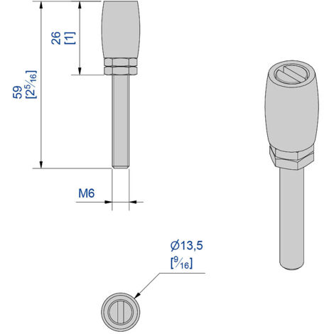 Guide olive en nylon Ø13,5 mm pour porte jusqu'à 90 kg