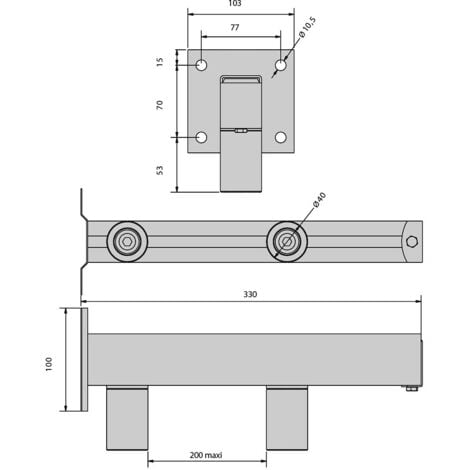 Guide haut réglable à visser pour portail coulissant, 2 olives Ø40 H60 mm