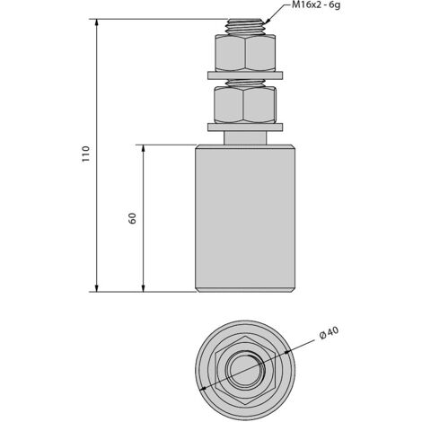 Guide 1 olive en nylon Ø40 H60 mm