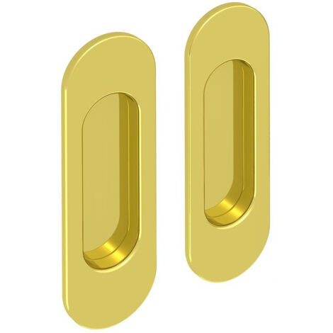 Slid'Up By Mantion – Lot de 2 poignées à encastrer ovales 124 x 38 mm – Acier finition doré – Pour portes coulissantes 25 mm – Encastrement 85 x 28 mm