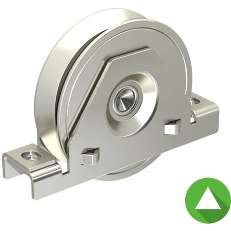 Monture à support intérieur pour portail coulissant - Galet Ø120 mm à gorge en V 21 mm - 225 kg