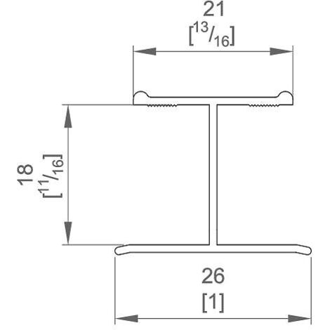 Profil en H SLID'UP 220 pour porte 18 mm - 1,8 m - bronze