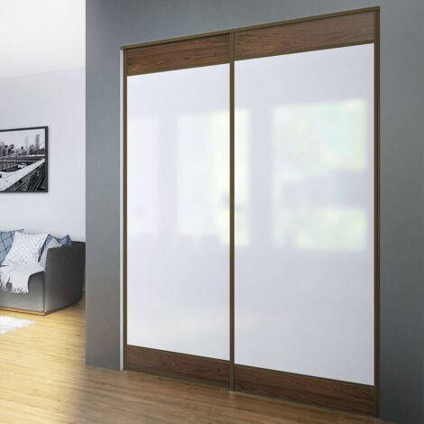 Kit SLID'UP 220 aluminium anodisé bronze pour 2 portes de placard coulissantes 18 mm - rail 1,8 m - 70 kg