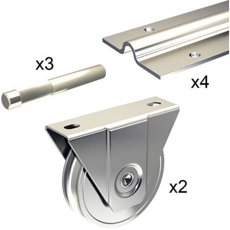 Kit coulissant avec rails 4 x 1,95 m pour portail de 4 m - 400 kg