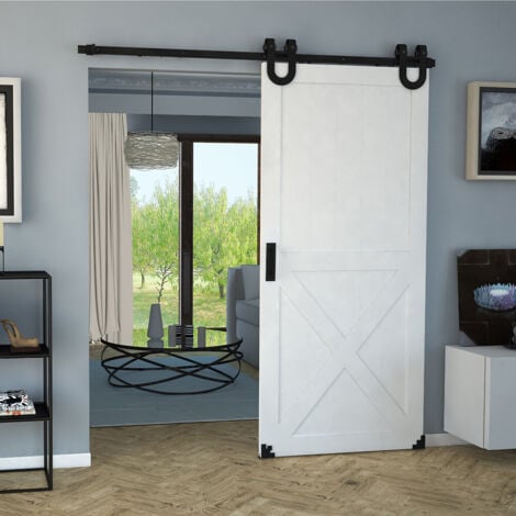 Poignée rectangulaire noire type Barn Door 203 x 53 mm