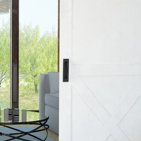 Poignée rectangulaire noire type Barn Door 203 x 53 mm