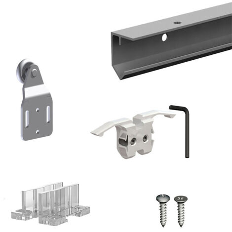 Slid'Up By Mantion – Système coulissant 120 pour 1 porte de placard – Rail aluminium 1,8 m – Poids max 45 kg – Épaisseur de porte 16 mm min