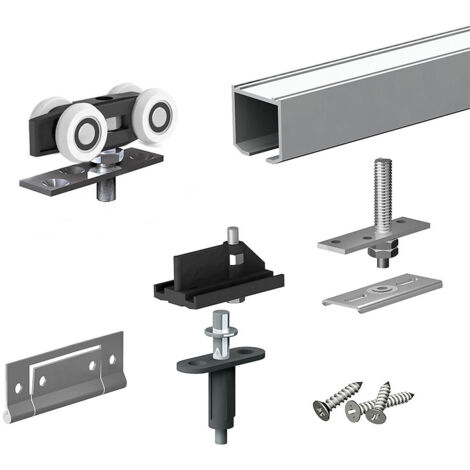 Slid'Up By Mantion – Système coulissant pliant pour porte de séparation 2 panneaux – Rail aluminium 1,5 m – Poids max 40 kg – Épaisseur 16 à 40 mm